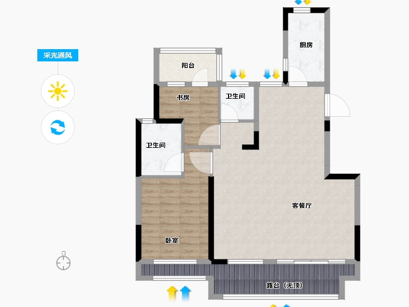 河南省-郑州市-坤达江山筑-98.00-户型库-采光通风