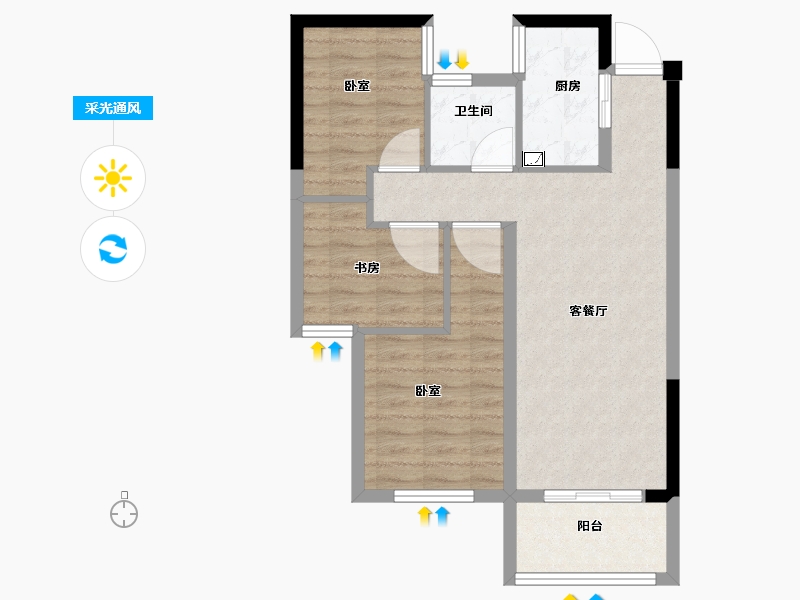 福建省-泉州市-永隆江滨城-66.46-户型库-采光通风