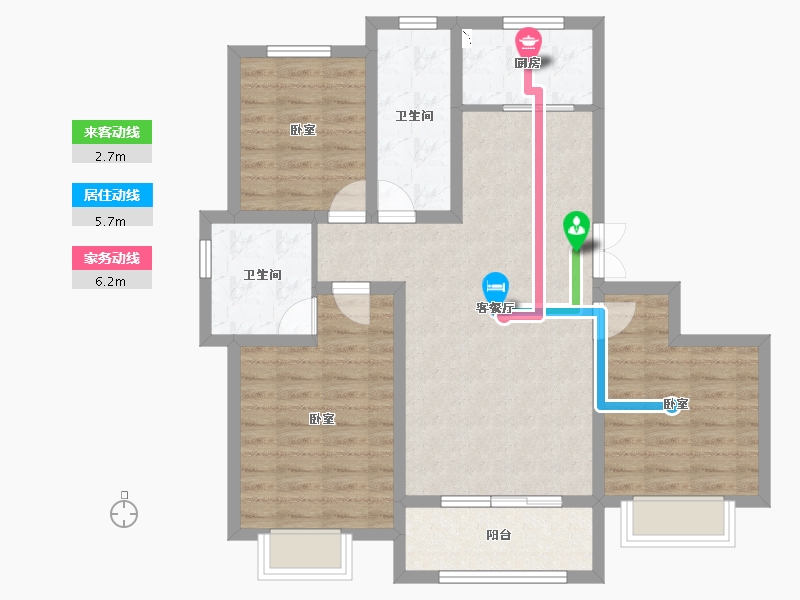 山东省-烟台市-丰金紫金山庄-88.98-户型库-动静线