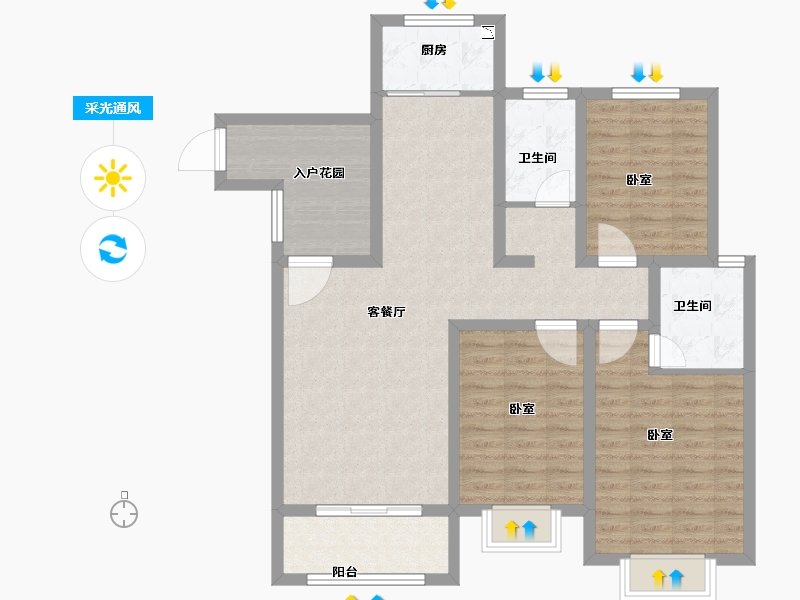 河南省-鹤壁市-合泰玺园-101.30-户型库-采光通风