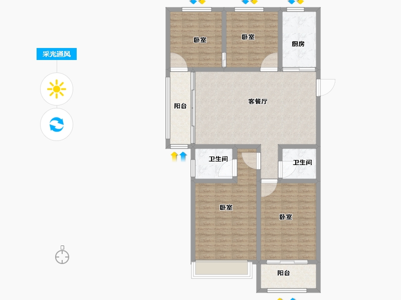 山东省-菏泽市-中达尚城一品-110.00-户型库-采光通风