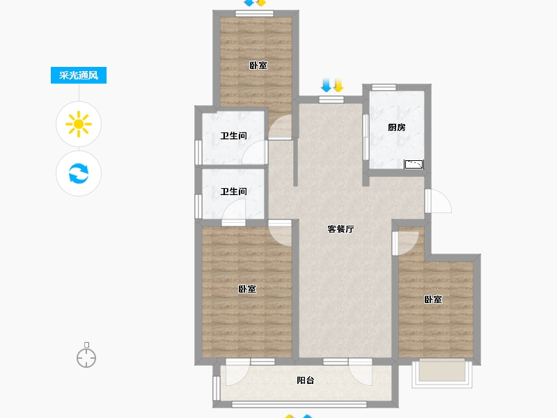 山东省-烟台市-中海锦城-94.01-户型库-采光通风