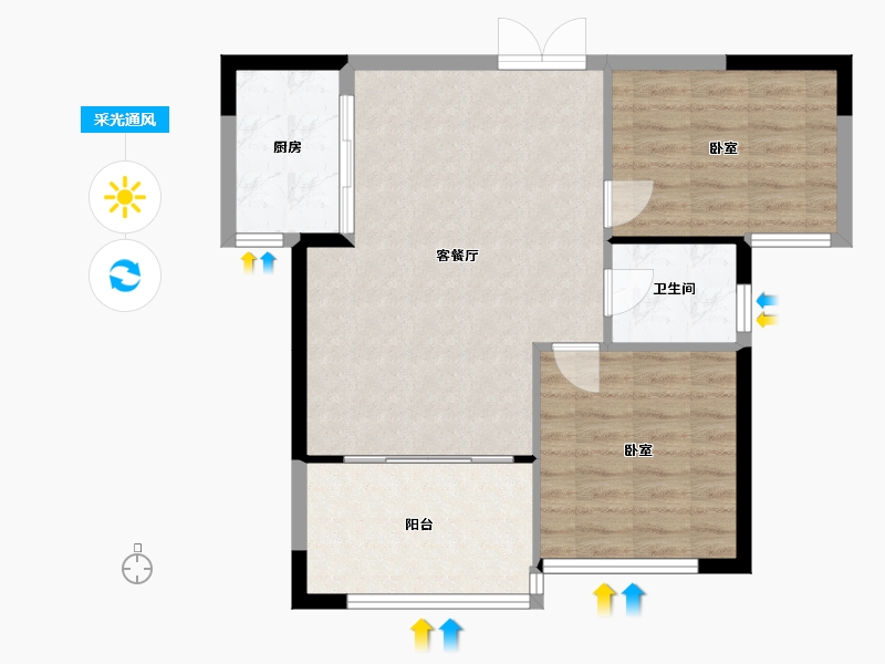 山东省-聊城市-民生水韵新城-68.84-户型库-采光通风