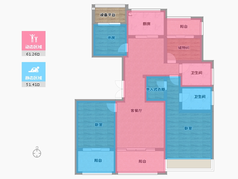 浙江省-绍兴市-万固滨江越珑府-101.99-户型库-动静分区