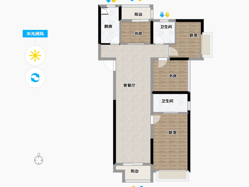 河南省-郑州市-朗悦公园道1号-112.00-户型库-采光通风