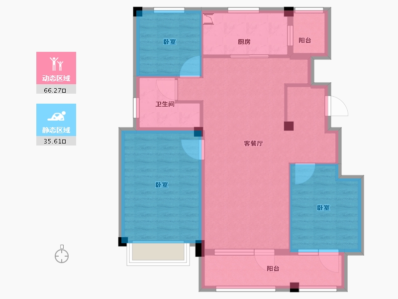 山东省-烟台市-中北金岭世嘉三期-91.00-户型库-动静分区