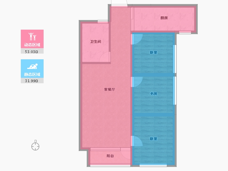 新疆维吾尔自治区-乌鲁木齐市-华创御园-75.42-户型库-动静分区