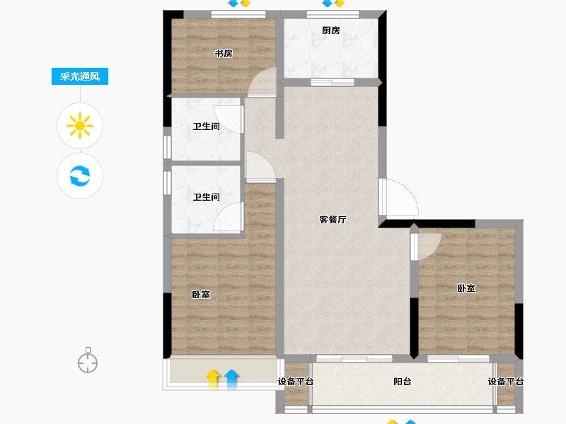 浙江省-舟山市-宋都悦宸府-88.00-户型库-采光通风