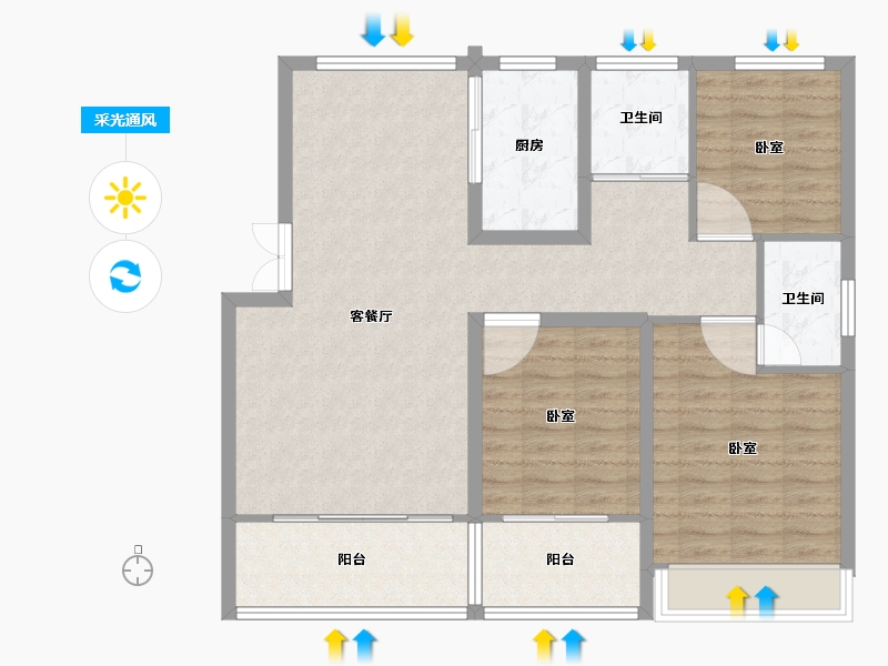 河南省-开封市-兰大豪庭-98.59-户型库-采光通风