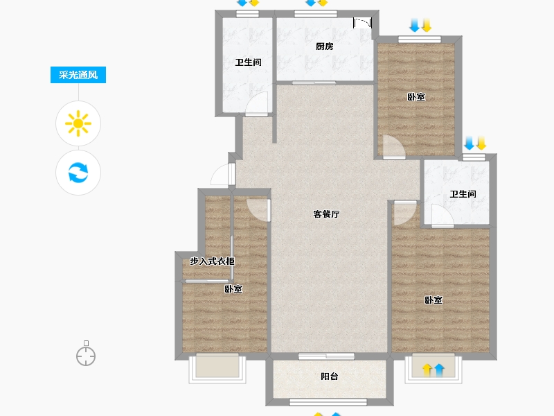 山东省-烟台市-丰金紫金山庄-106.24-户型库-采光通风