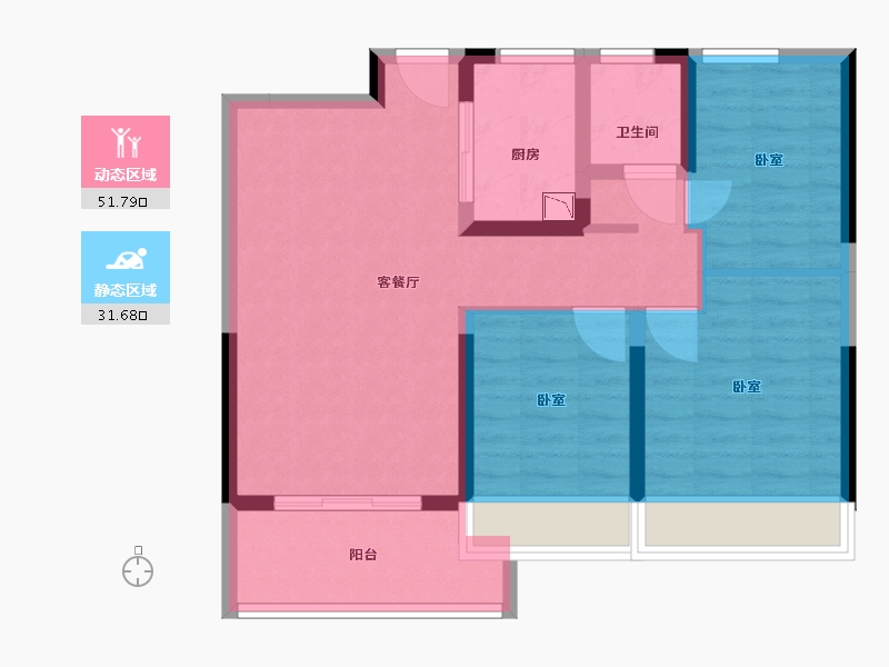 浙江省-舟山市-东投明越台-74.00-户型库-动静分区