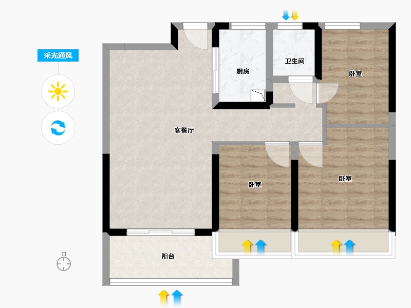 浙江省-舟山市-东投明越台-74.00-户型库-采光通风