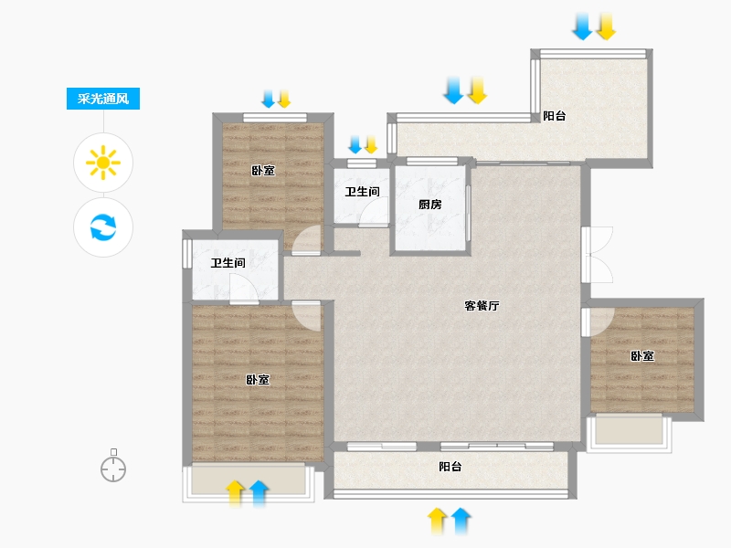 河南省-开封市-北大资源未名府-106.20-户型库-采光通风