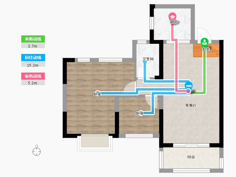 福建省-漳州市-龙湖双珑原著-60.74-户型库-动静线