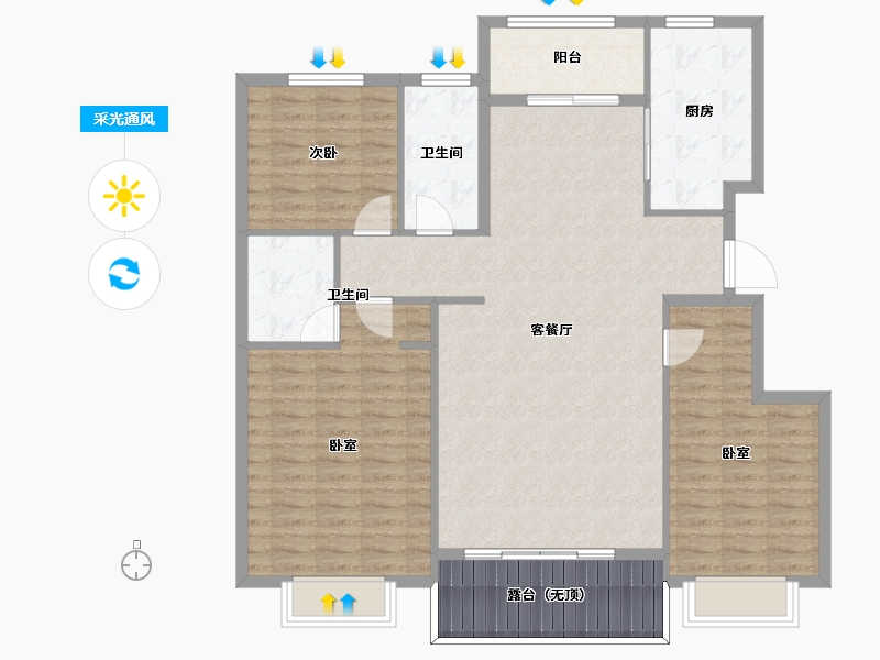 山东省-烟台市-丰金紫金山庄-123.89-户型库-采光通风