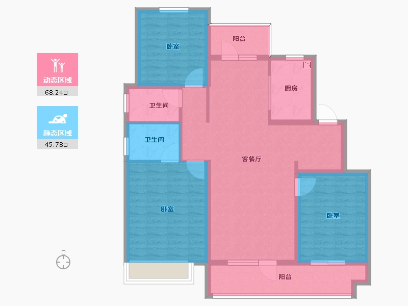 山东省-烟台市-中梁樾山府-102.00-户型库-动静分区