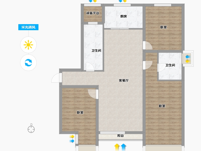 山东省-烟台市-万光山海城B区御山海-116.00-户型库-采光通风