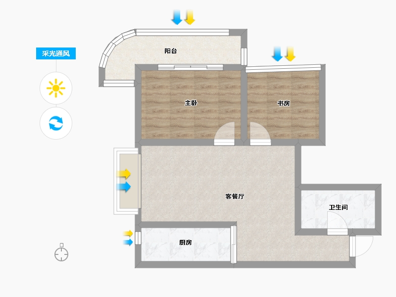 山东省-威海市-金海湾国际公馆-60.99-户型库-采光通风