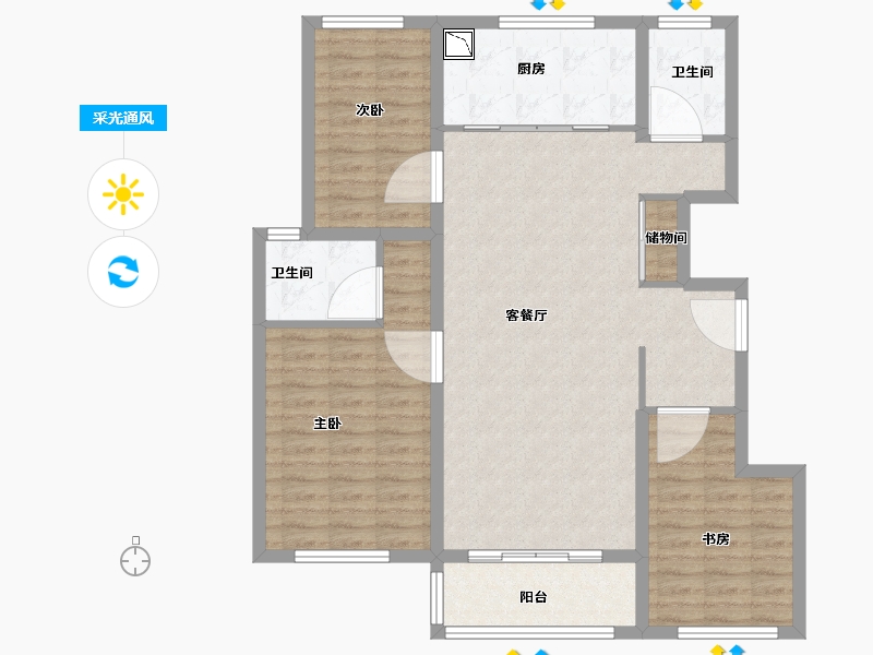 山东省-济南市-万科金域华府-102.00-户型库-采光通风