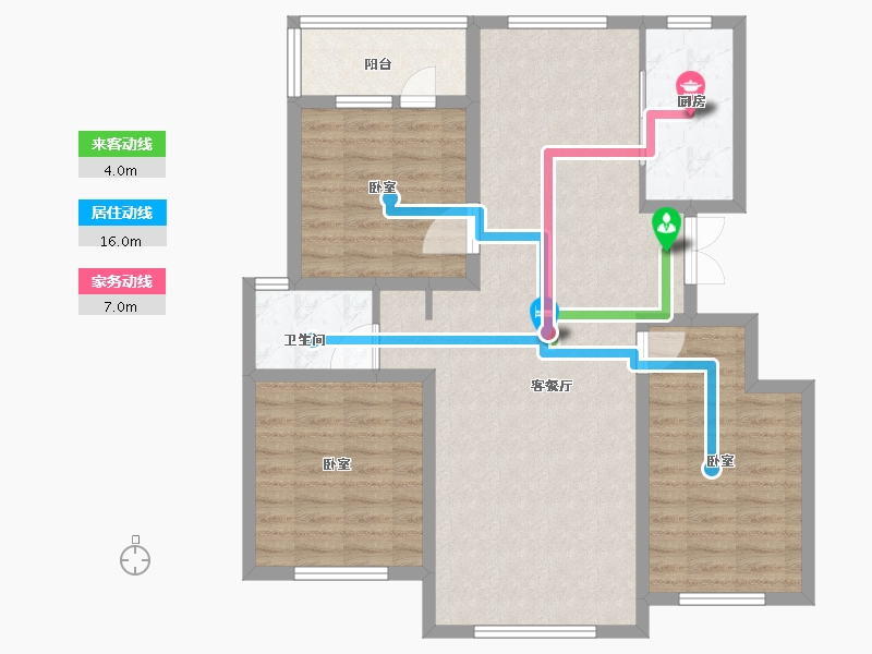 新疆维吾尔自治区-乌鲁木齐市-西府小院-96.00-户型库-动静线