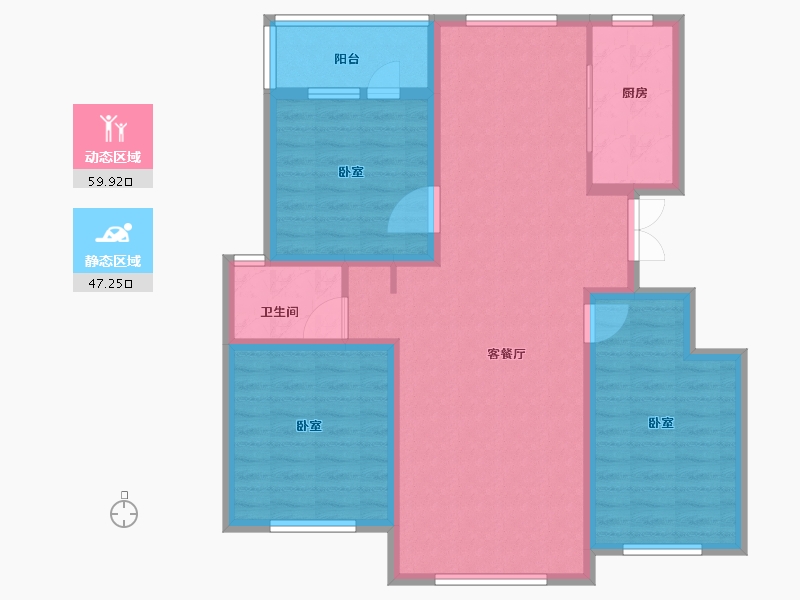 新疆维吾尔自治区-乌鲁木齐市-西府小院-96.00-户型库-动静分区