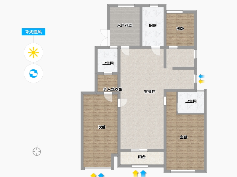 江西省-宜春市-天御蓝湾-136.00-户型库-采光通风