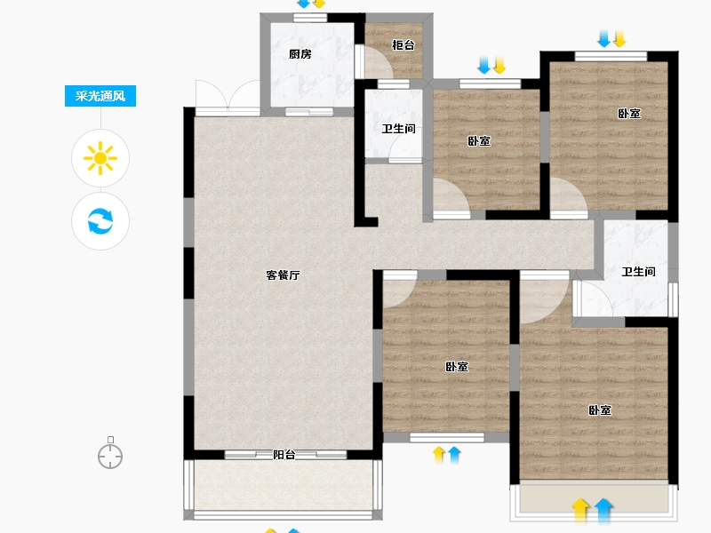 河南省-焦作市-金山东方花园-123.65-户型库-采光通风