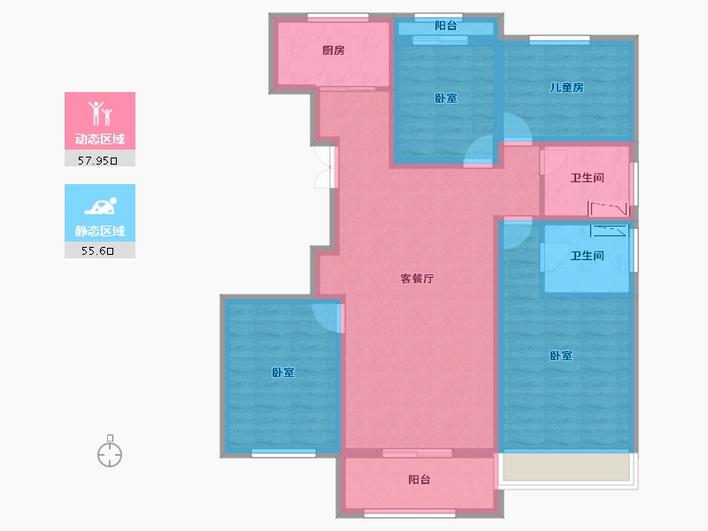 山东省-菏泽市-鑫源麗水城-99.85-户型库-动静分区