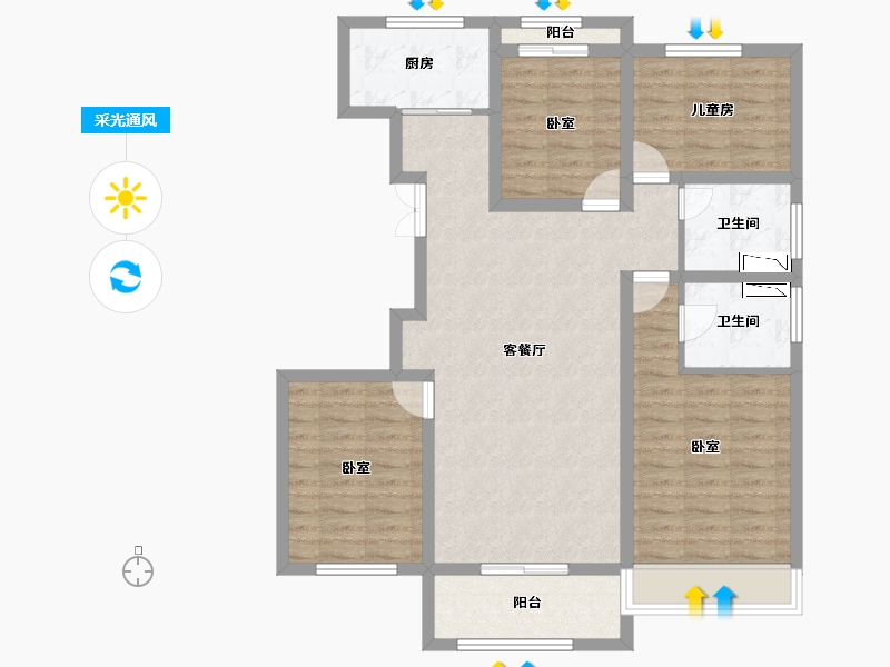 山东省-菏泽市-鑫源麗水城-99.85-户型库-采光通风