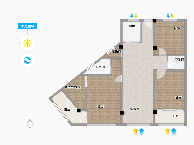 福建省-漳州市-宏都·尚城-125.19-户型库-采光通风