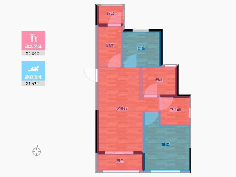 河南省-郑州市-郑州恒大林溪郡-76.95-户型库-动静分区