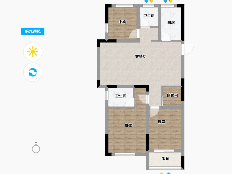 浙江省-绍兴市-绿城学府新城-78.64-户型库-采光通风