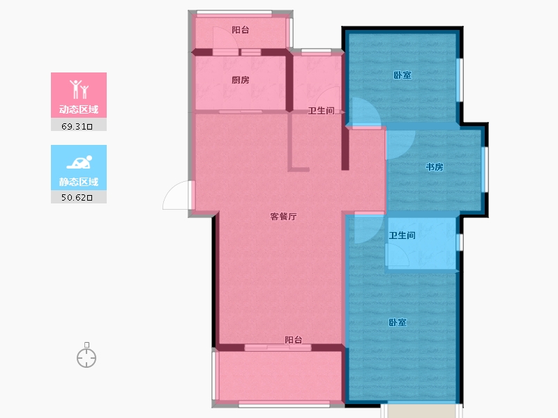 河南省-郑州市-台隆合园-107.72-户型库-动静分区