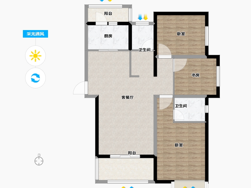 河南省-郑州市-台隆合园-107.72-户型库-采光通风