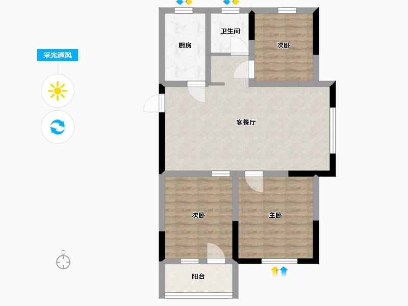 山东省-青岛市-海信红岛府-71.31-户型库-采光通风