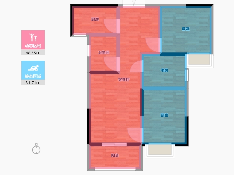 河南省-郑州市-鼎盛阳光城-70.80-户型库-动静分区