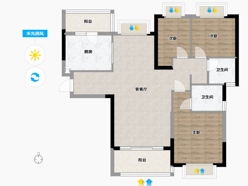 福建省-福州市-平潭恒大御景湾-97.00-户型库-采光通风