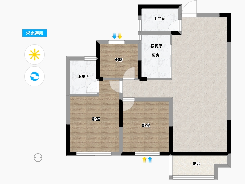 浙江省-绍兴市-绿城学府新城-86.00-户型库-采光通风