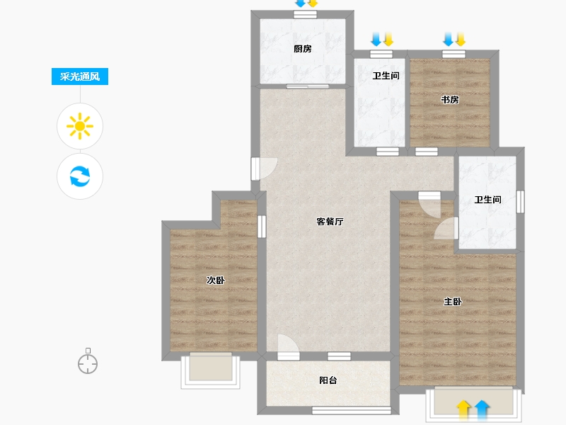 山东省-青岛市-海尔产城创白云山花园-81.99-户型库-采光通风