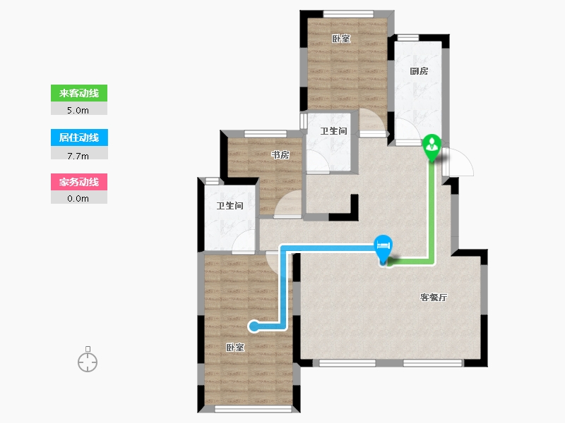 河南省-郑州市-坤达江山筑-89.00-户型库-动静线