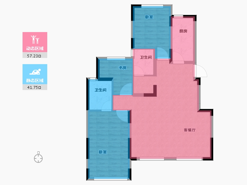 河南省-郑州市-坤达江山筑-89.00-户型库-动静分区