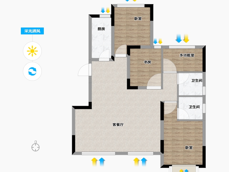 河南省-郑州市-坤达江山筑-98.00-户型库-采光通风