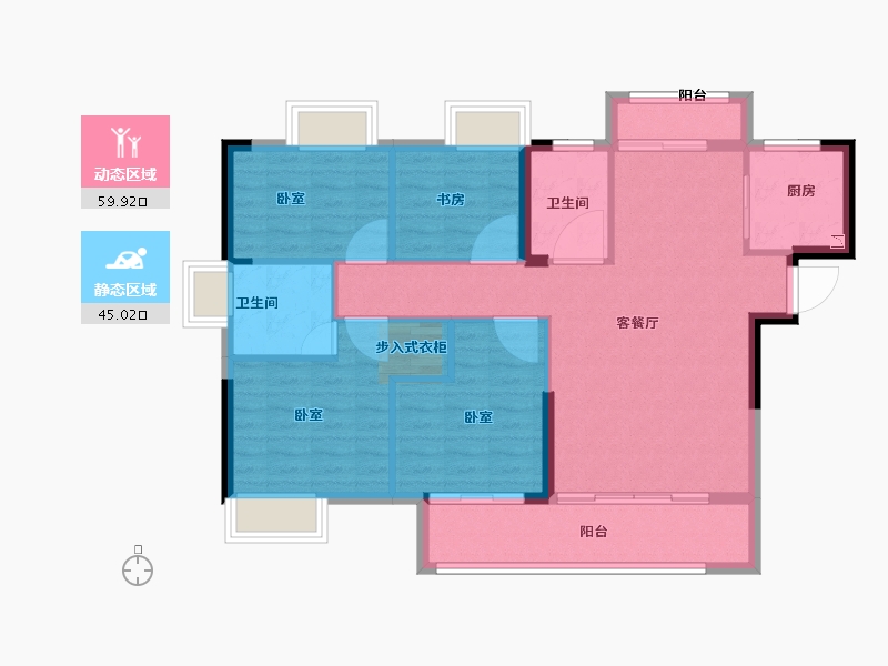 福建省-龙岩市-德兴·印象天悦-95.00-户型库-动静分区