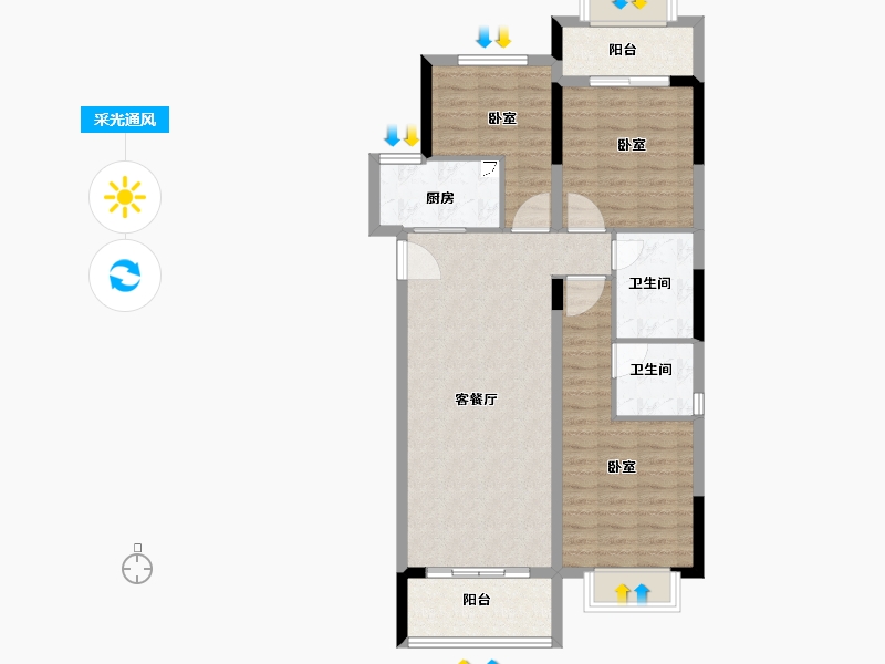 福建省-泉州市-永隆江滨城-89.00-户型库-采光通风