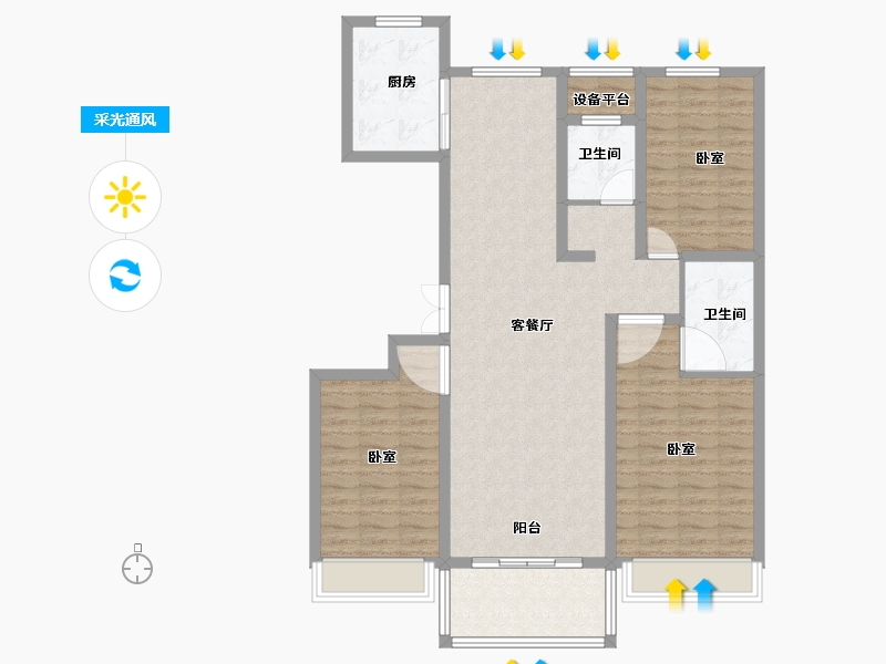 河南省-焦作市-沁阳东方银座-110.02-户型库-采光通风