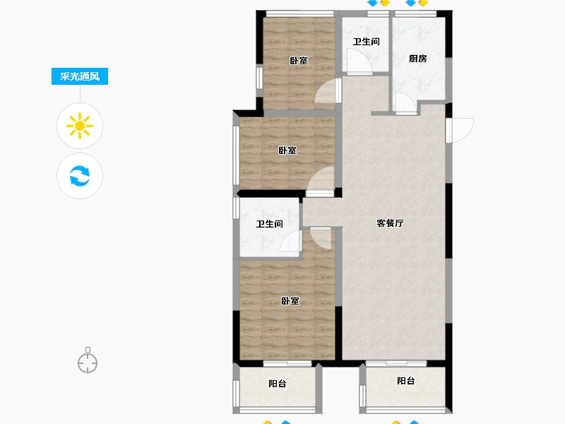 河南省-郑州市-大正•水晶森林-100.00-户型库-采光通风