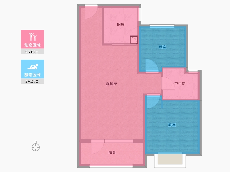 山东省-烟台市-北欧雅苑-72.40-户型库-动静分区