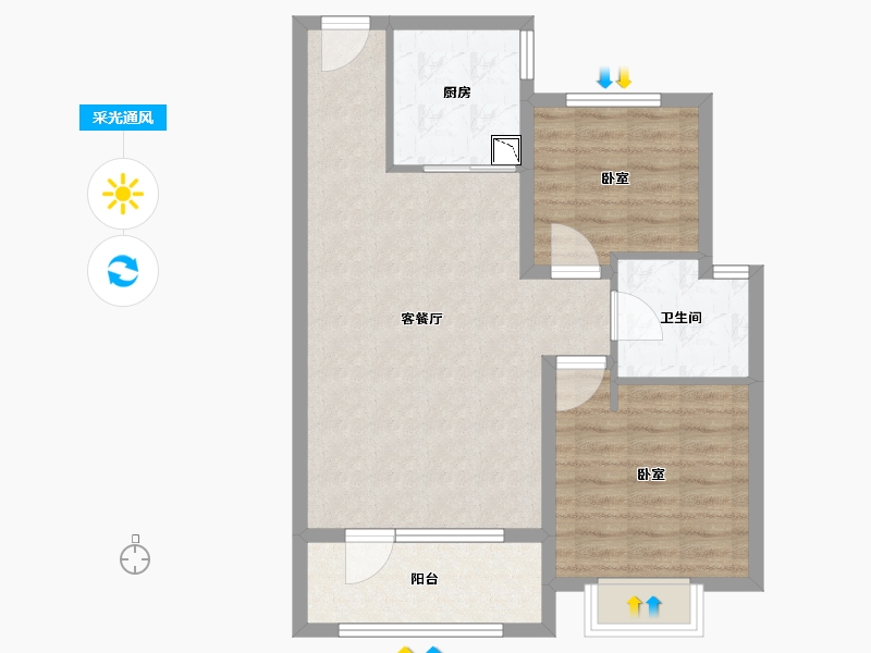 山东省-烟台市-北欧雅苑-72.40-户型库-采光通风