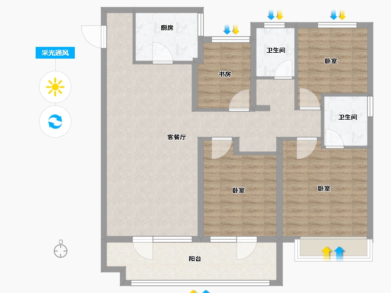 山东省-枣庄市-儒辰青檀府-109.97-户型库-采光通风