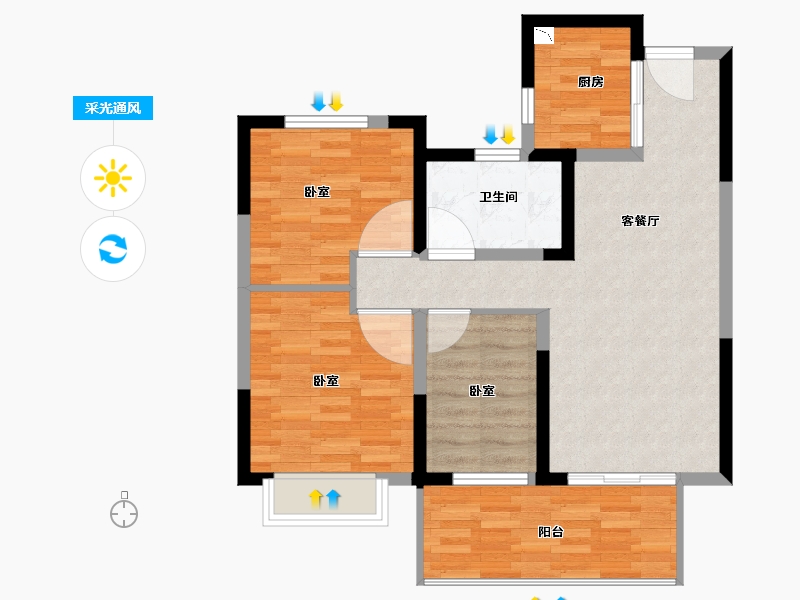 河南省-洛阳市-保利大都会-78.00-户型库-采光通风